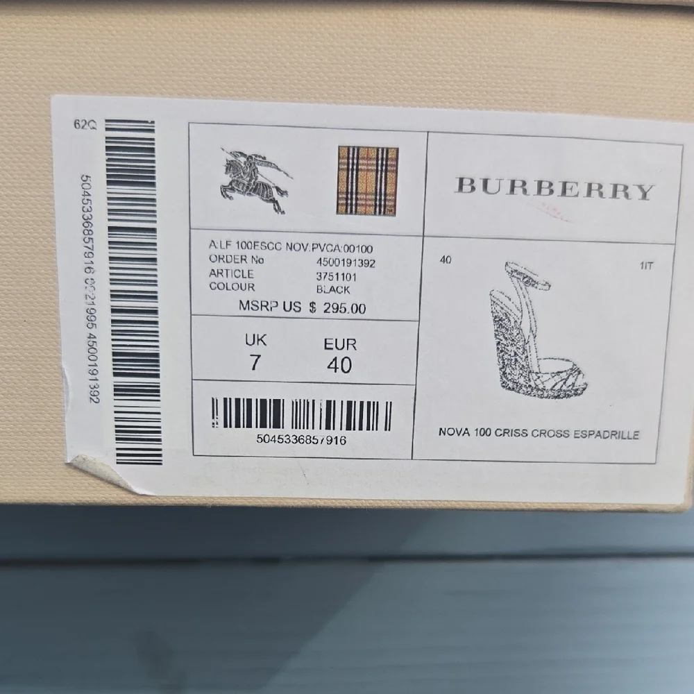 Burberry Black Nova Criss-Cross Espadrille Wedge